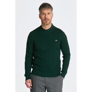 SVETR GANT COTTON CABLE C-NECK zelená M