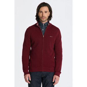 SVETR GANT COTTON PIQUE ZIP CARDIGAN červená M