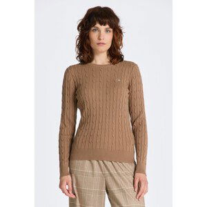 SVETR GANT STRETCH COTTON CABLE C-NECK hnědá S