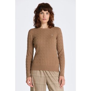 SVETR GANT STRETCH COTTON CABLE C-NECK hnědá M