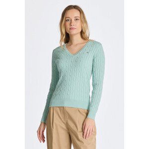 SVETR GANT STRETCH COTTON CABLE V-NECK modrá XS