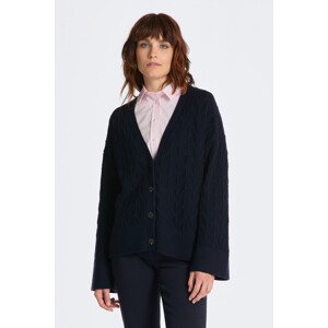 SVETR GANT HERRINGBONE V-NECK CARDIGAN modrá L