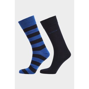 PONOŽKY GANT BARSTRIPE AND SOLID SOCKS 2-PACK modrá 40/42