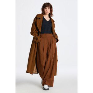 KALHOTY GANT HW WIDE LEG PLEATED PANTS hnědá 40