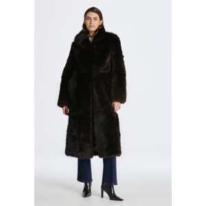 KABÁT GANT LONG SHEARLING COAT hnědá XS