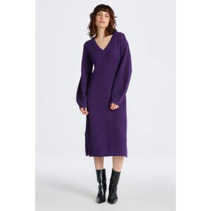 ŠATY GANT WOOL RIB V-NECK DRESS fialová M