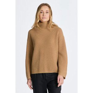 SVETR GANT WOOL RIBBED STAND COLLAR hnědá S