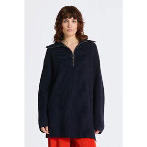 SVETR GANT WOOL RIBBED HALF ZIP modrá M