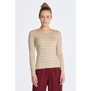 TRIČKO GANT SLIM STRIPED 1X1 RIBBED LS T-SHIRT hnědá S