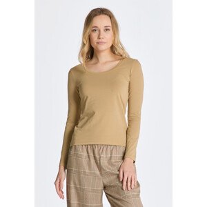 TRIČKO GANT SLIM COT/ELA LS SCOOP NECK TOP hnědá S