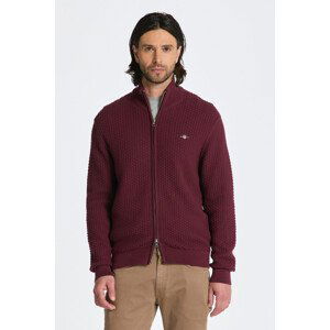 SVETR GANT COTTON TEXTURE ZIP CARDIGAN červená S