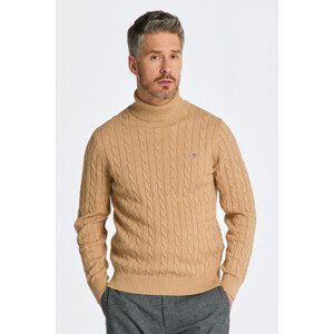 ROLÁK GANT COTTON CABLE TURTLE NECK hnědá XL