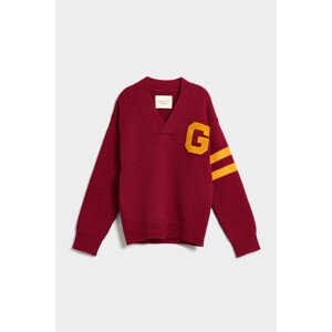 SVETR GANT PP LETTERMAN V-NECK červená M