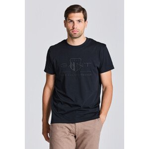 TRIČKO GANT REG TONAL SHIELD SS T-SHIRT BLACK