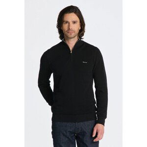 SVETR GANT COTTON PIQUE HALFZIP BLACK