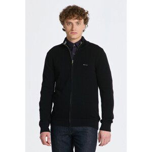 SVETR GANT COTTON PIQUE ZIP CARDIGAN BLACK