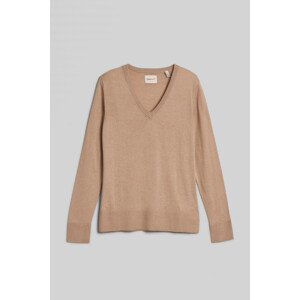 SVETR GANT FINE KNIT V-NECK DRY SAND