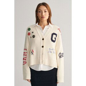 KARDIGAN GANT VARSITY CROPPED CARDIGAN bílá S