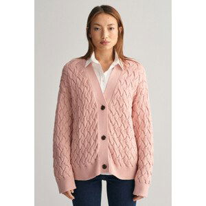 KARDIGAN GANT TEXTURED COTTON CARDIGAN růžová M