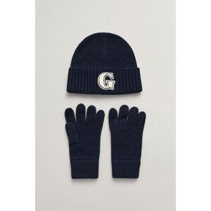 SET ČEPICE A RUKAVICE  GANT G BADGE BEANIE & GLOVES GIFT SET modrá None