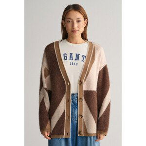 KARDIGAN GANT LETTERSPRINT INTARSIA CARDIGAN hnědá XXS