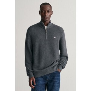 SVETR GANT TEXTURED COTTON H-ZIP šedá L