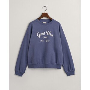 MIKINA GANT OVERSIZED SCRIPT LOGO C-NECK modrá 134/140