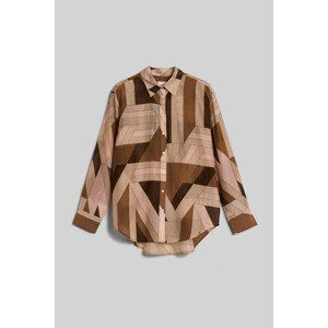 HALENKA GANT REL LETTERS PRINT COT SILK SHIRT ROASTED WALNUT