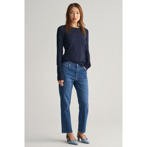 DŽÍNY GANT STRAIGHT CROPPED STRIPED JEANS MID BLUE