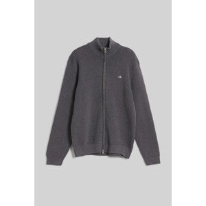 KARDIGAN GANT TEXTURED COTTON FULL ZIP CARDIGAN šedá XS