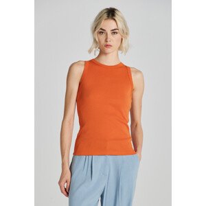 TOP GANT HIGH NECK RIB TANK TOP PUMPKIN ORANGE