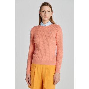 SVETR GANT STRETCH COTTON CABLE C-NECK růžová M