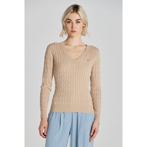 SVETR GANT STRETCH COTTON CABLE V-NECK žlutá S