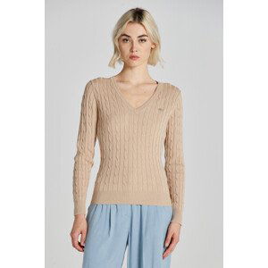 SVETR GANT STRETCH COTTON CABLE V-NECK žlutá XXL