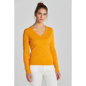 SVETR GANT STRETCH COTTON CABLE V-NECK žlutá XS