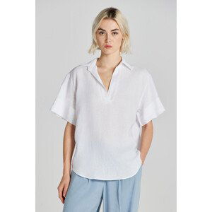 KOŠILE GANT REL LINEN POPOVER SS SHIRT bílá 38