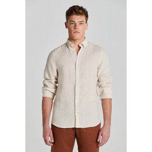 KOŠILE GANT REG LINEN HOUNDSTOOTH SHIRT DRY SAND