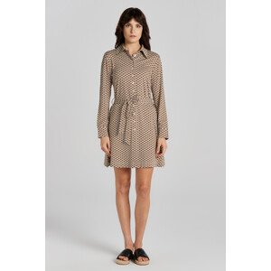 ŠATY GANT SLIM MONOGRAM JERSEY SHIRT DRESS hnědá L