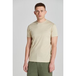 TRIČKO GANT SLIM MERCERIZED SS T-SHIRT hnědá XL