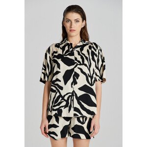 HALENKA GANT REL PALM PRINT SS SHIRT hnědá 42