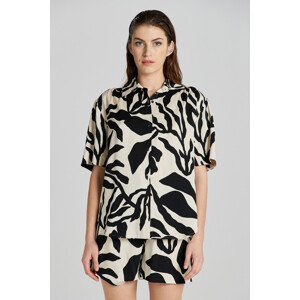 HALENKA GANT REL PALM PRINT SS SHIRT hnědá 44