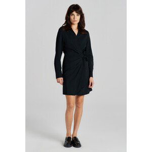 ŠATY GANT SLIM WRAP SHIRT DRESS černá 34