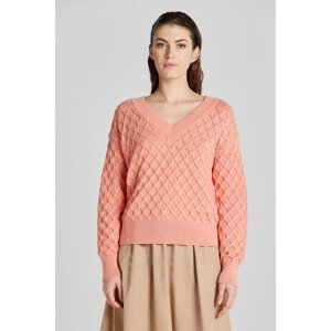 SVETR GANT TEXTURED KNIT V-NECK růžová XS