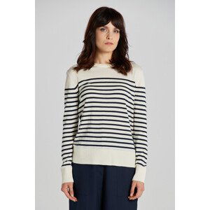 SVETR GANT FINE KNIT STRIPED C-NECK bílá S