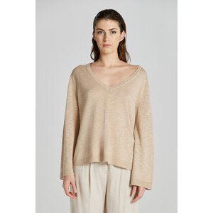 SVETR GANT LINEN BLEND V-NECK DRY SAND