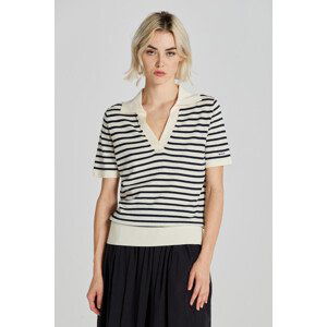 SVETR GANT FINE KNIT STRIPED SS RUGGER bílá M