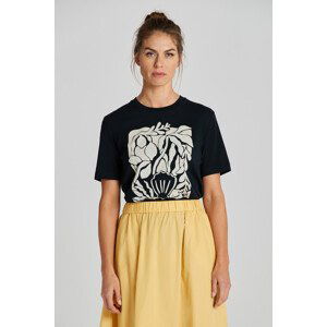 TRIČKO GANT REL PALM PRINT SS T-SHIRT BLACK