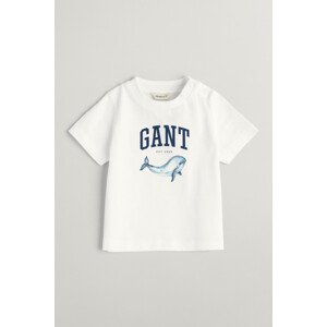 TRIČKO GANT WHALE PRINT SS T-SHIRT bílá 80