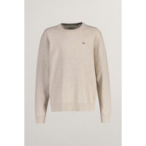 SVETR GANT SHIELD CLASSIC COTTON C-NECK LIGHT BEIGE MELANGE