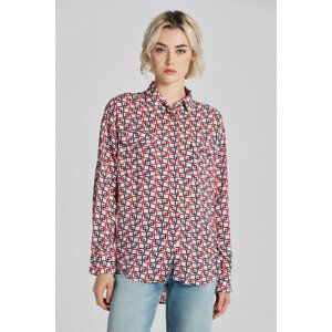 HALENKA GANT REL GEOMETRIC PRINT SHIRT CREAM